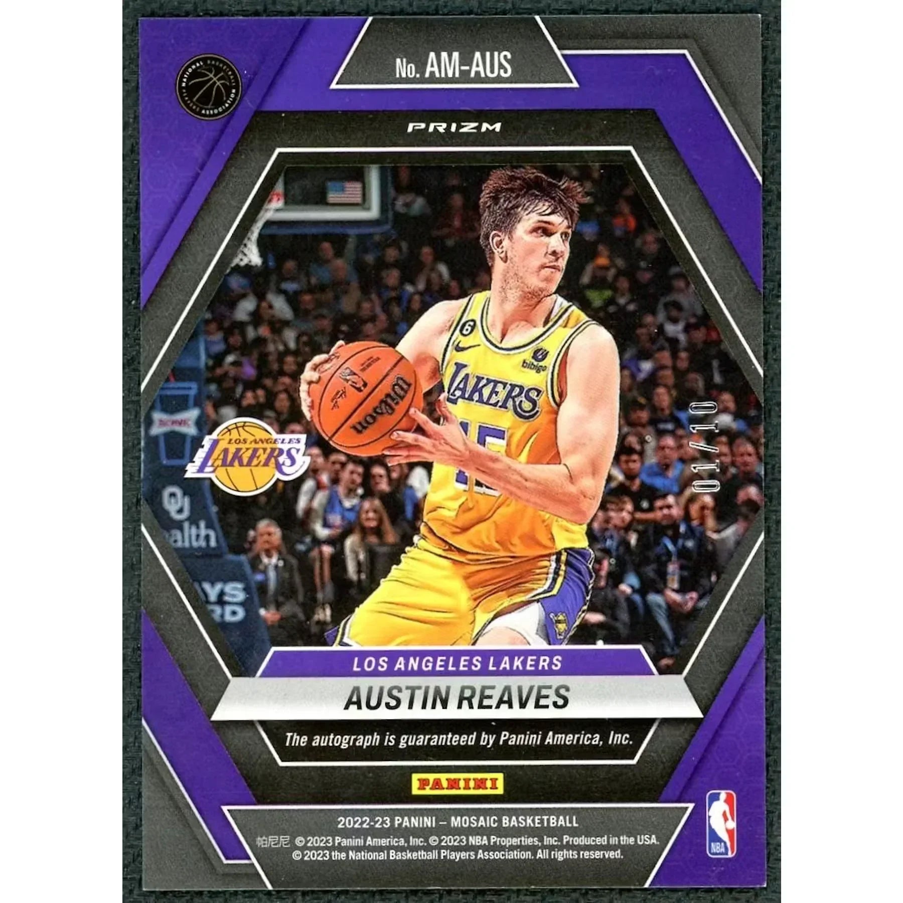 Austin Reaves Signed 2022-23 Panini Mosaic Card | Gold Auto/10