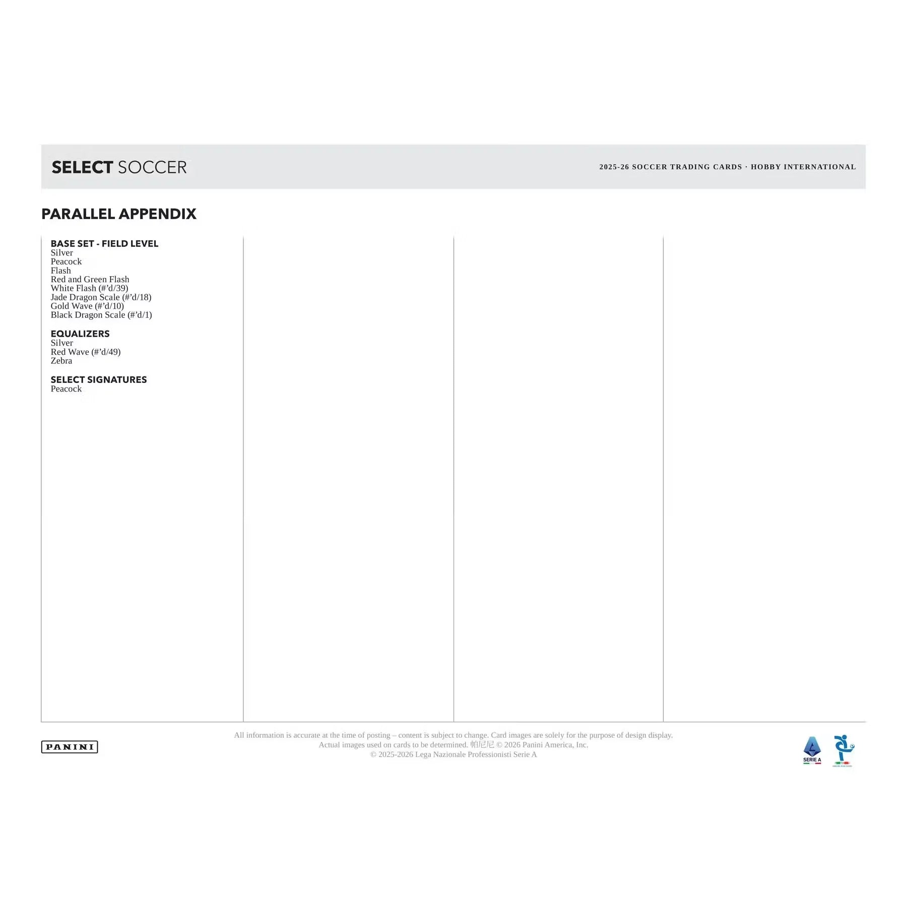 2025-26 Panini Select Serie A Soccer Hobby International 12-Box Case (Ships Sealed Only)