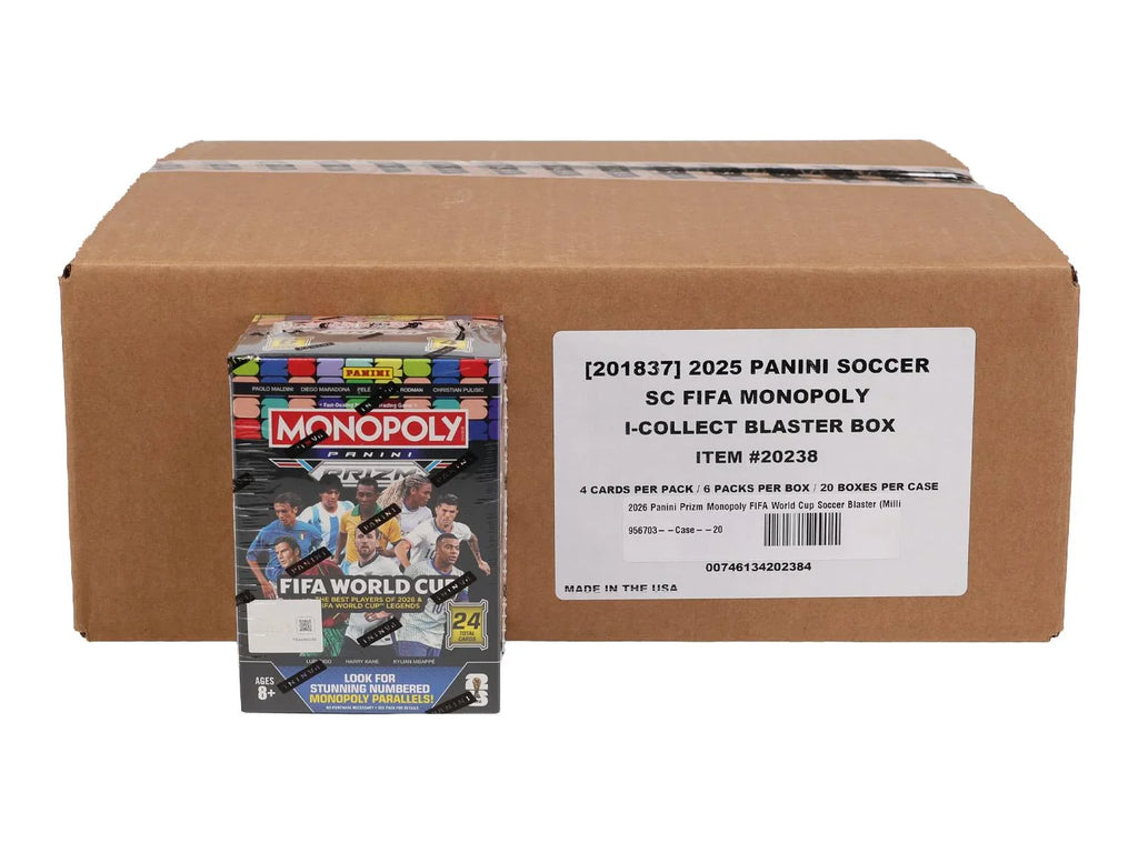 2026 Panini Prizm Monopoly FIFA World Cup Soccer Blaster 20 Box Case Millionaire White Inserts (Ships Sealed Only)