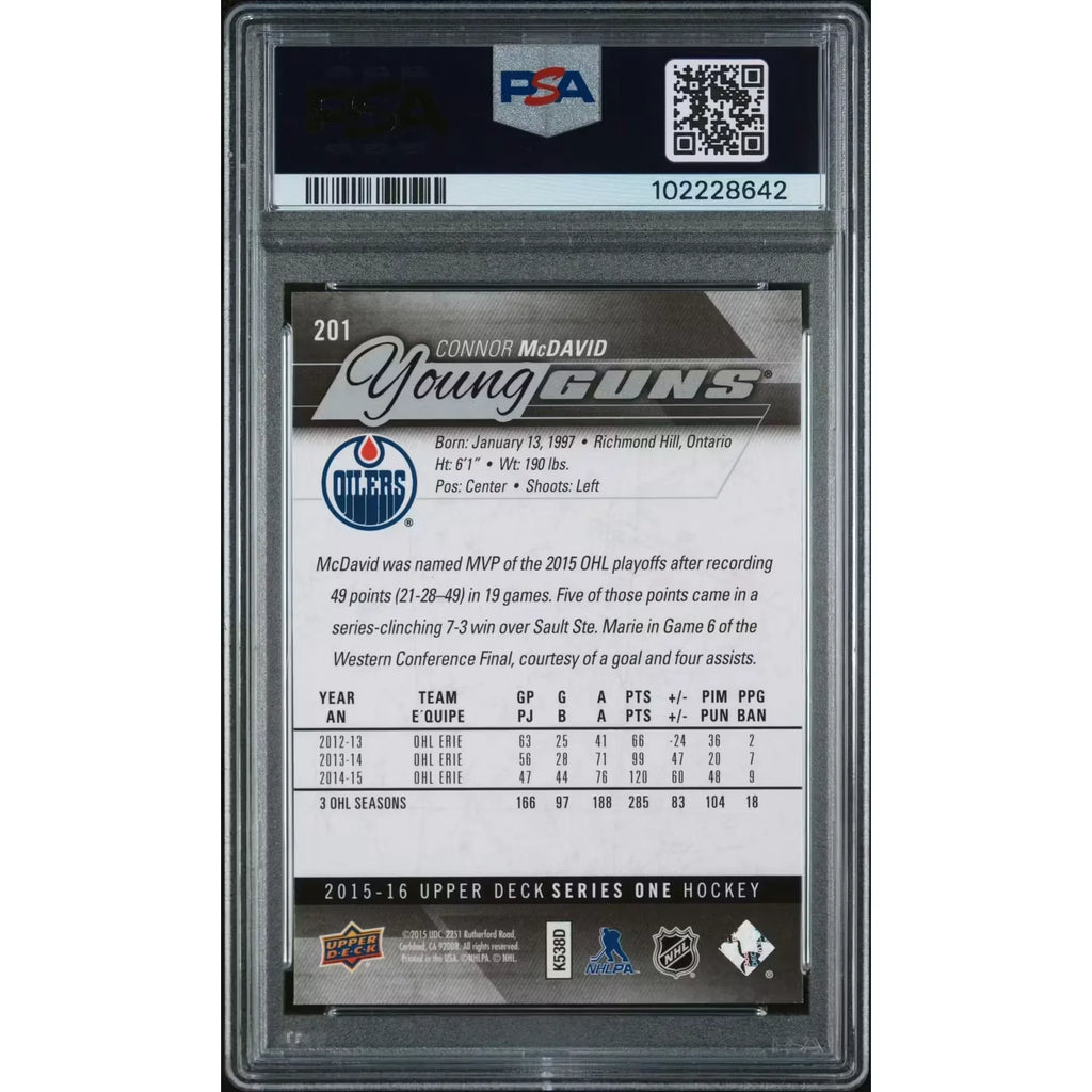 Connor McDavid 2015-16 Upper Deck Young Guns #201 | PSA 10 Gem Mint