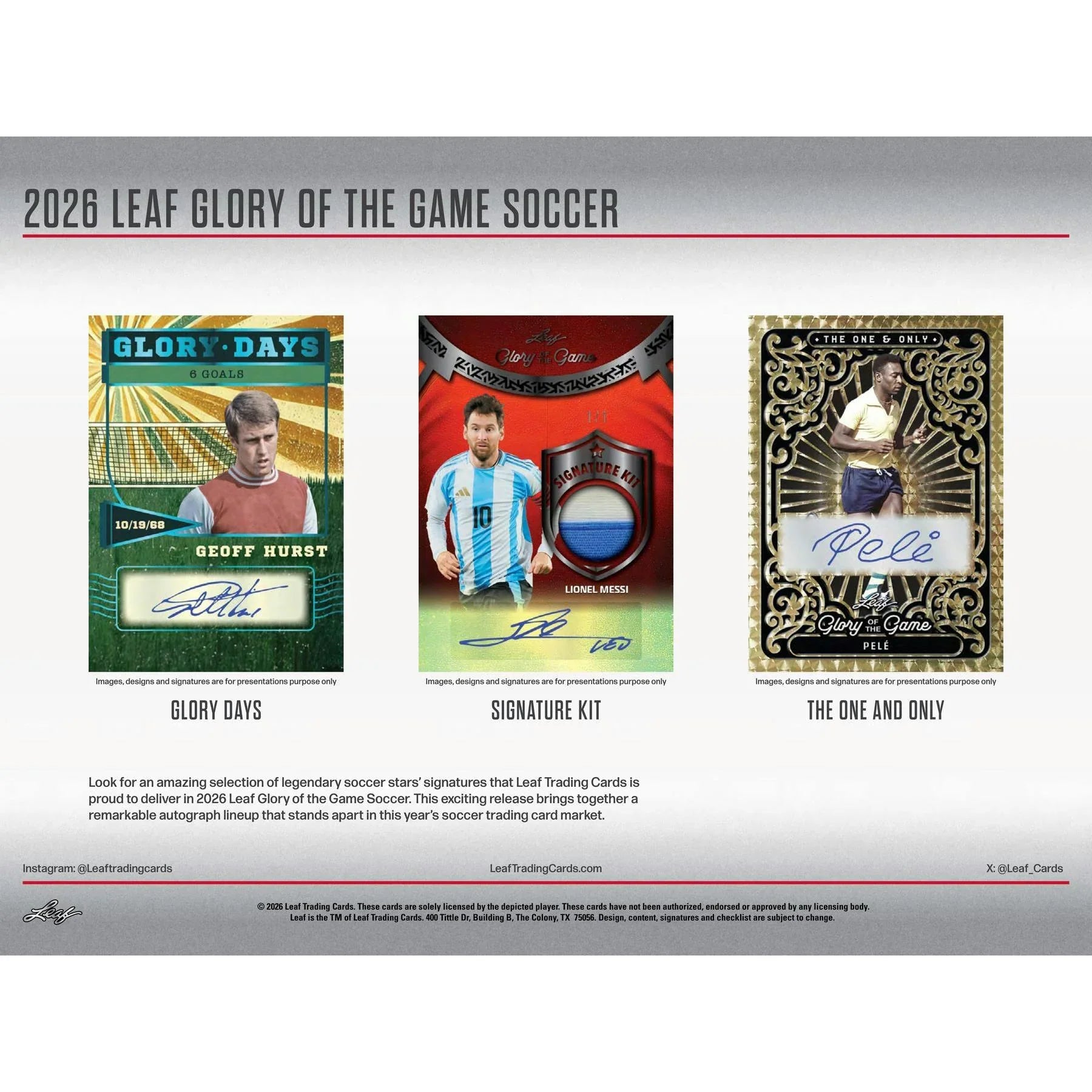 2026 Leaf Glory of the Game Soccer Hobby Box Presell Releases Jul 3rd 2026 (Ships Sealed Only)