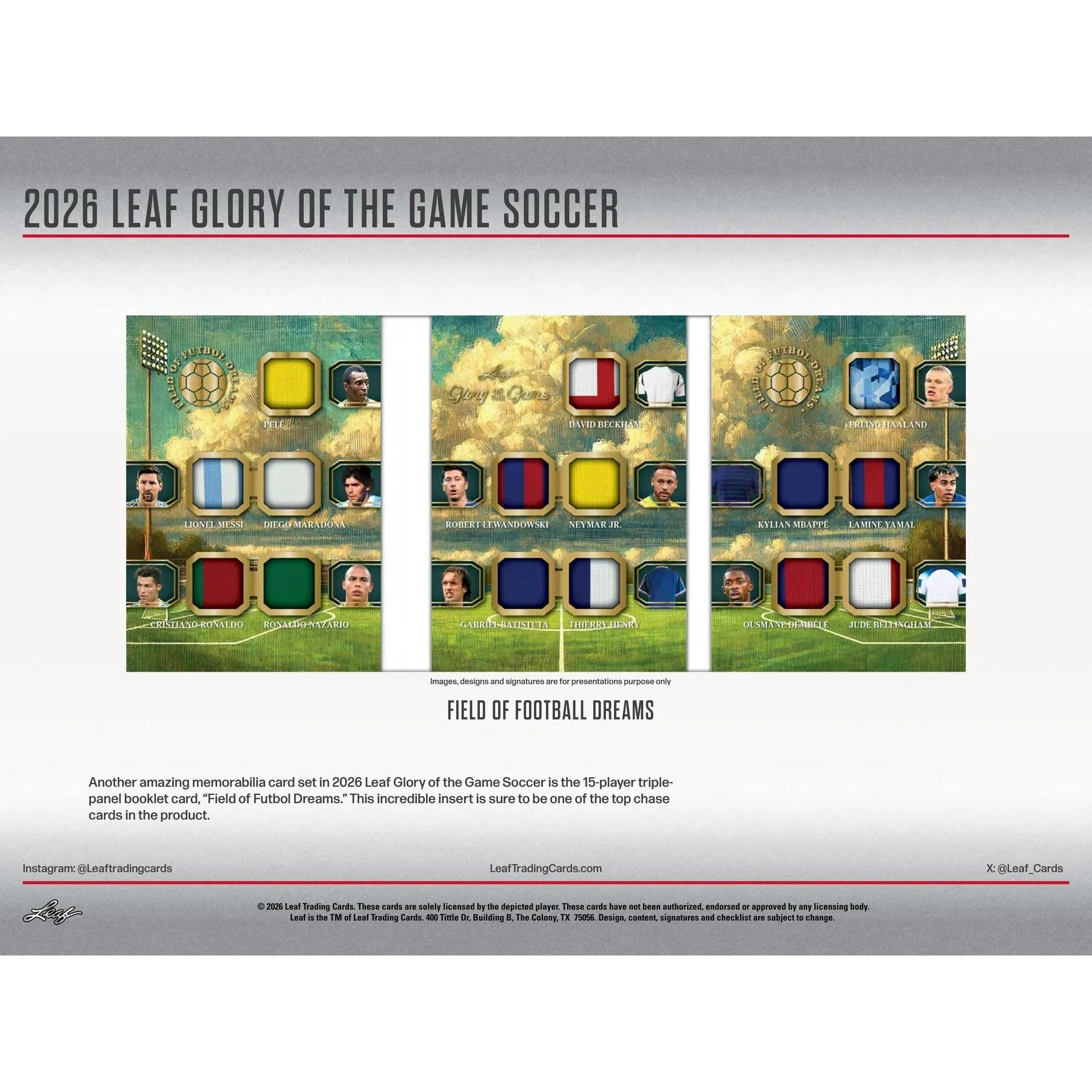 2026 Leaf Glory of the Game Soccer Hobby Box Presell Releases Jul 3rd 2026 (Ships Sealed Only)