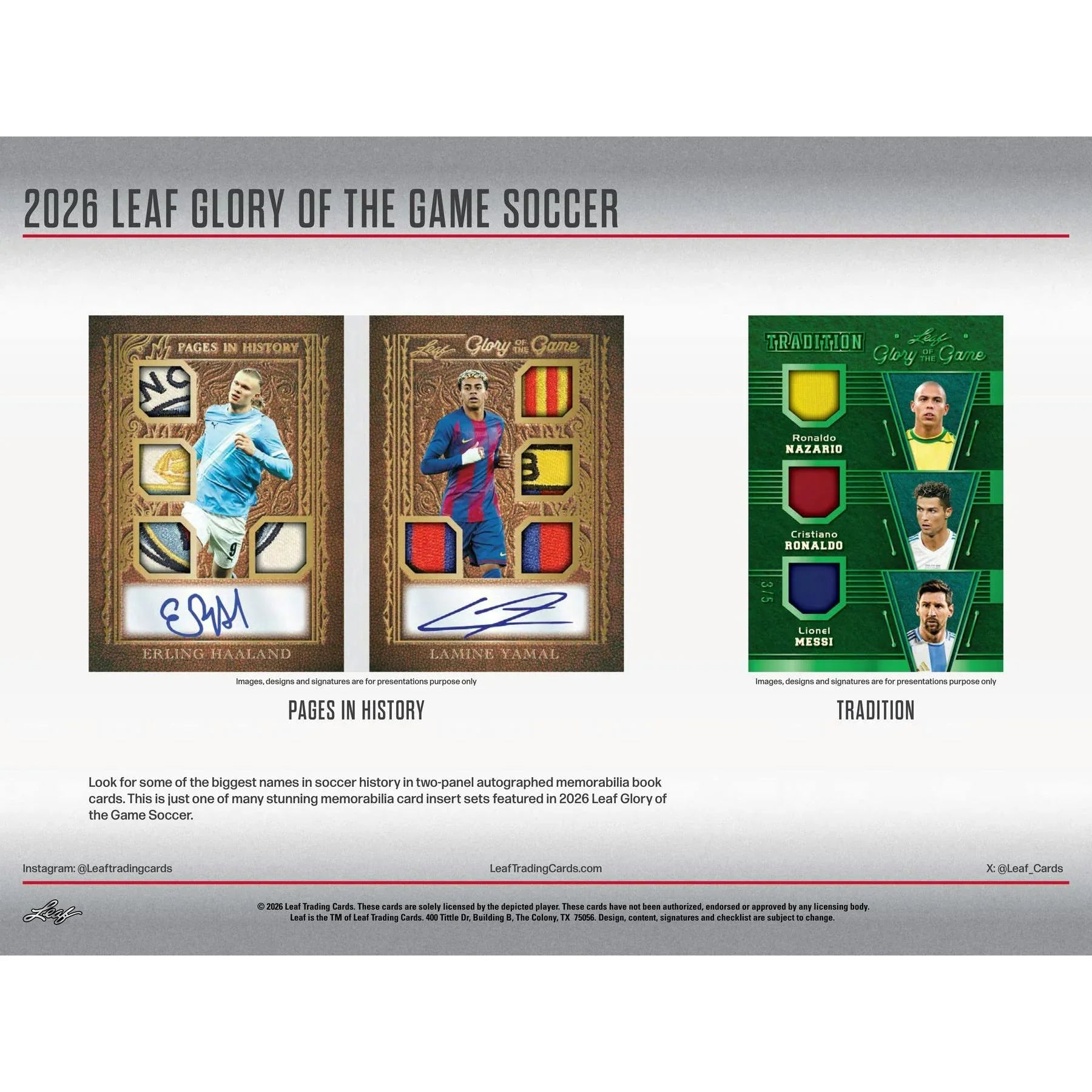 Leaf Glory of the Game Soccer 2026 Hobby 10 Box Case Presell Releases Jul 3rd 2026 (Ships Sealed Only)