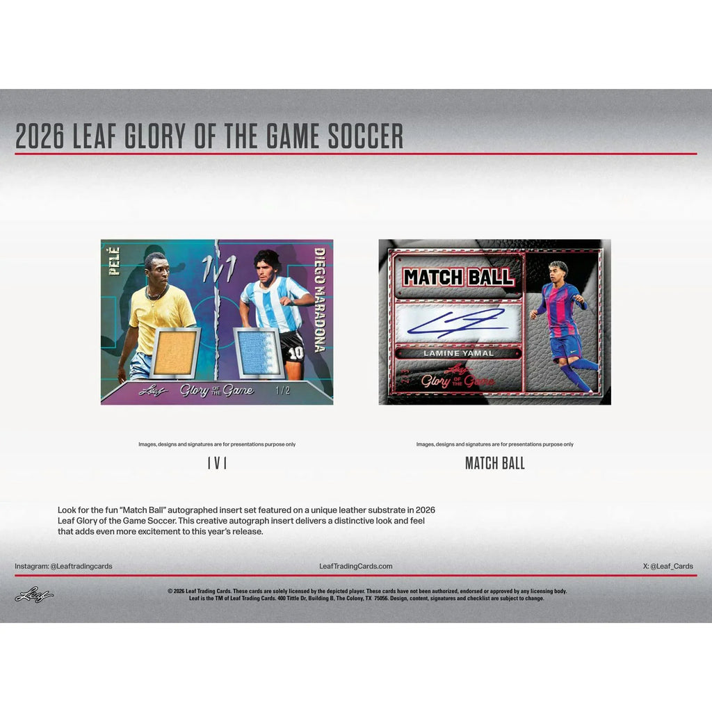 Leaf Glory of the Game Soccer 2026 Hobby 10 Box Case Presell Releases Jul 3rd 2026 (Ships Sealed Only)