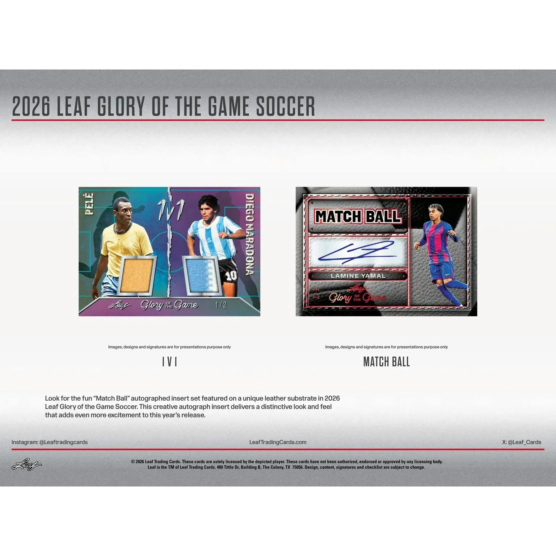 Leaf Glory of the Game Soccer 2026 Hobby 10 Box Case Presell Releases Jul 3rd 2026 (Ships Sealed Only)