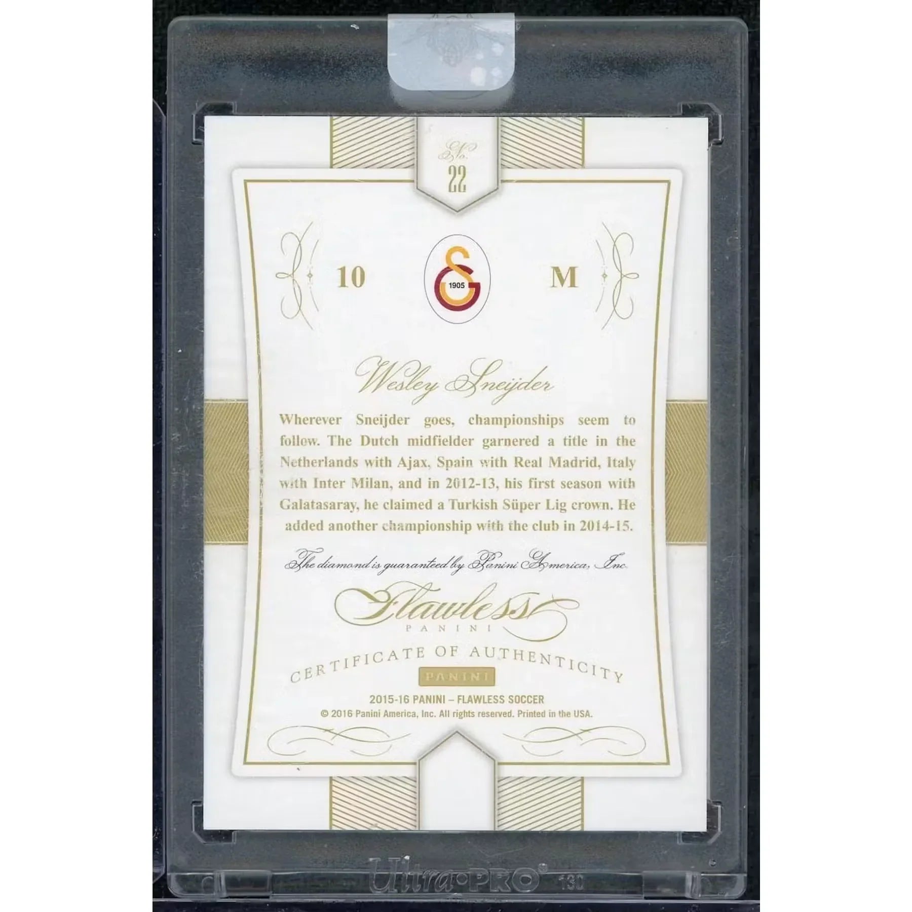 Wesley Sneijder 2015-16 Flawless Diamond Card | Limited/20