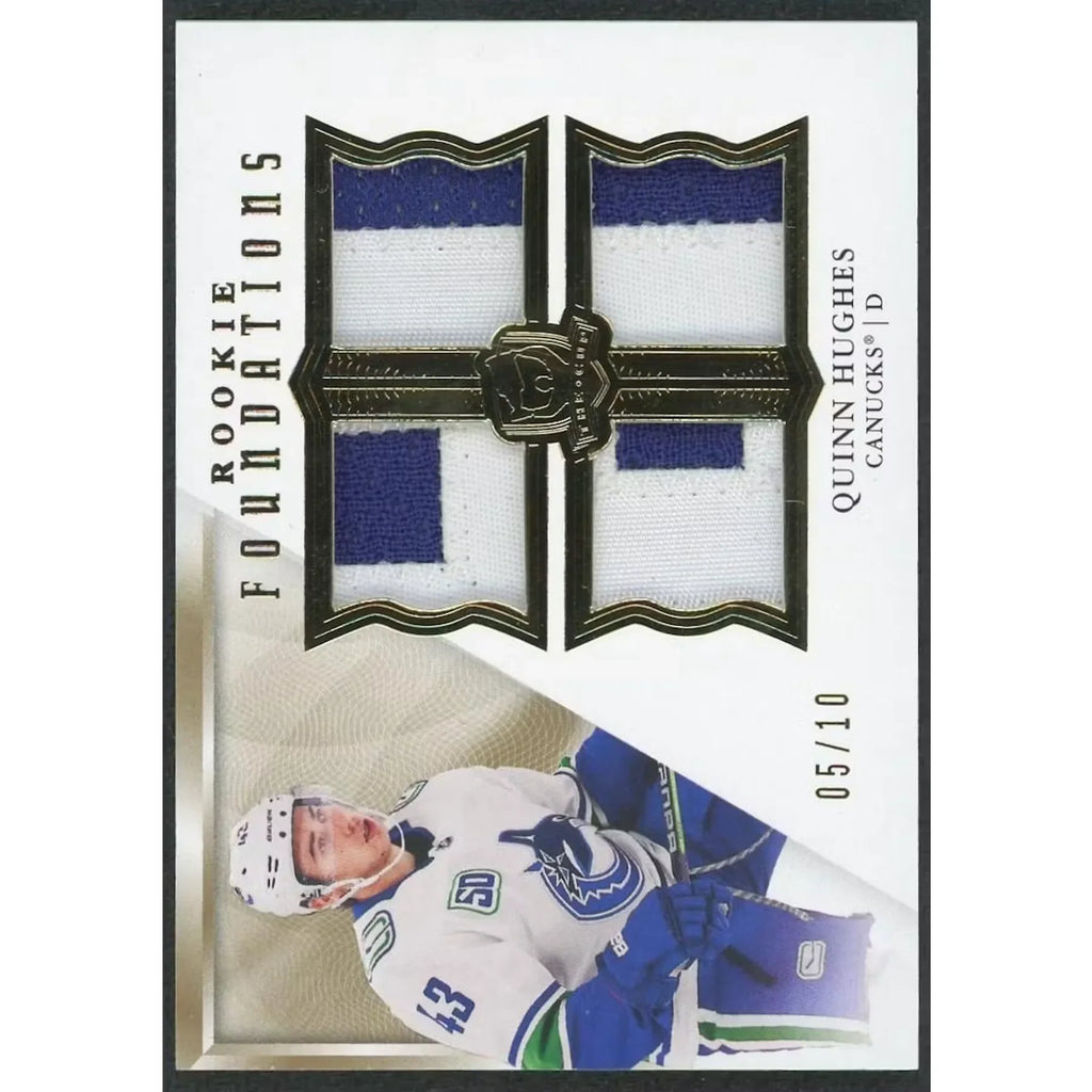 Quinn Hughes 2019-20 Cup Rookie Foundations Patch Card |/10