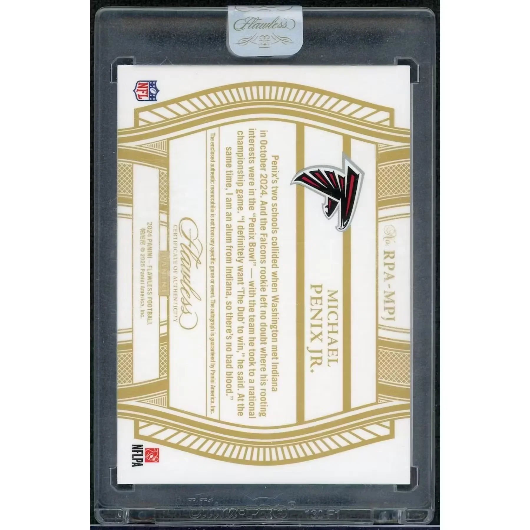 Michael Penix Jr Signed Rookie Patch Card | 2024 Panini Flawless/20