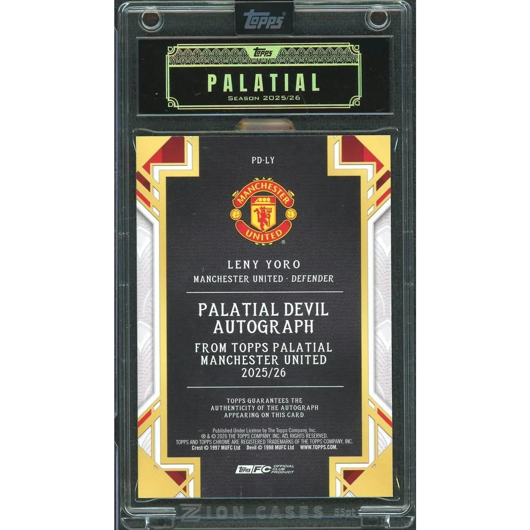 Leny Yoro Signed 2025-26 Palatial Manchester United Card | Auto/20