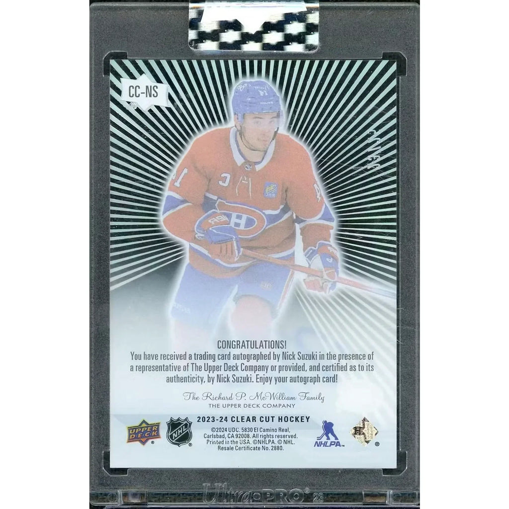 Nick Suzuki Signed 2023-24 Upper Deck Clear Cut Card | Auto/25