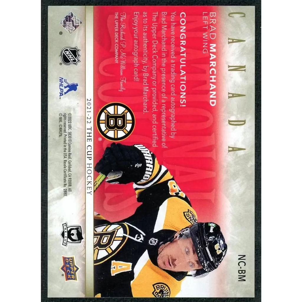 Brad Marchand Signed 2021-22 Upper Deck The Cup Card | National Colors Auto/15