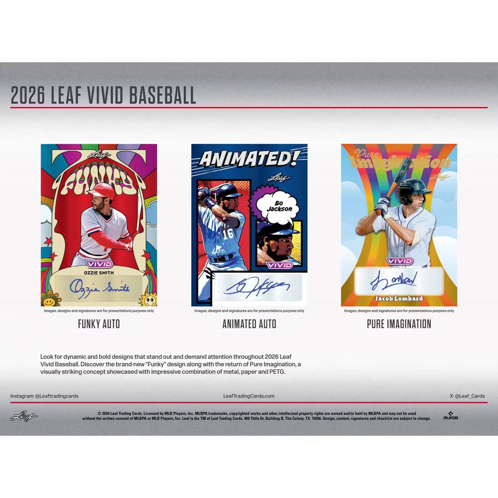 2026 Leaf Vivid Baseball Hobby Box Presell Release June 2026 (Ships Sealed Only)