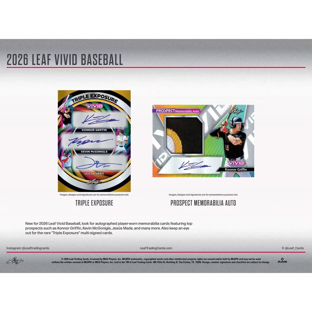 2026 Leaf Vivid Baseball Hobby 12 Box Case Presell June 2026 (Ships Sealed Only)