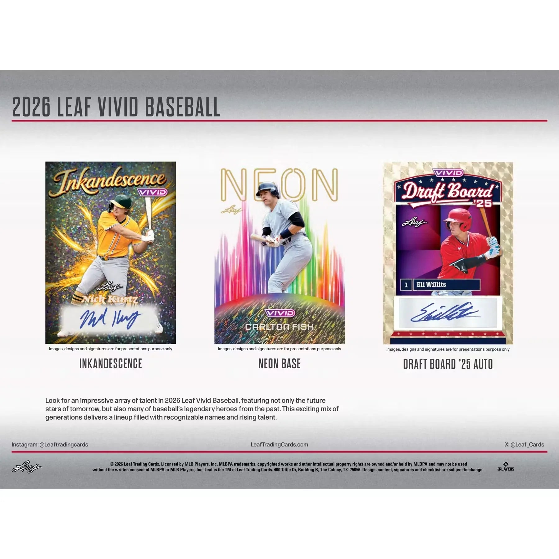 2026 Leaf Vivid Baseball Hobby Jumbo Box Presale Release June 2026 (Ships Sealed Only)