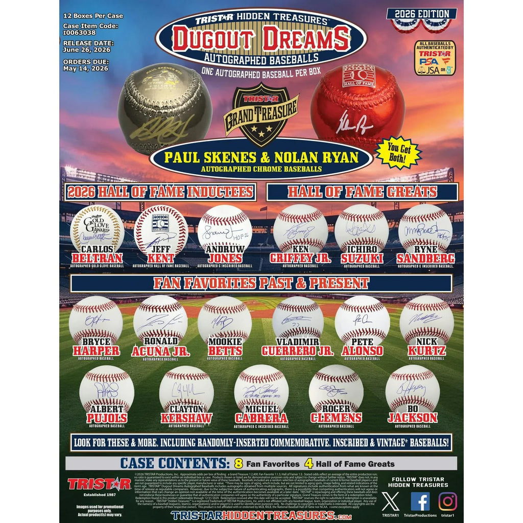2026 TriStar Dugout Dreams Autographed Baseball Box Presell Releases Jun 26th 2026 (Ships Sealed Only)