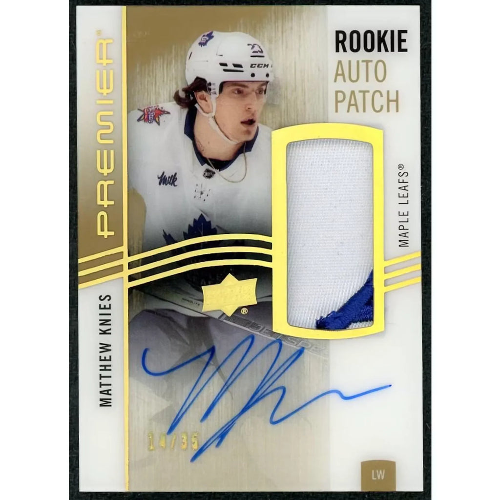 Matthew Knies Signed 2023-24 Upper Deck Premier Gold Rookie Auto Patch Card |/35