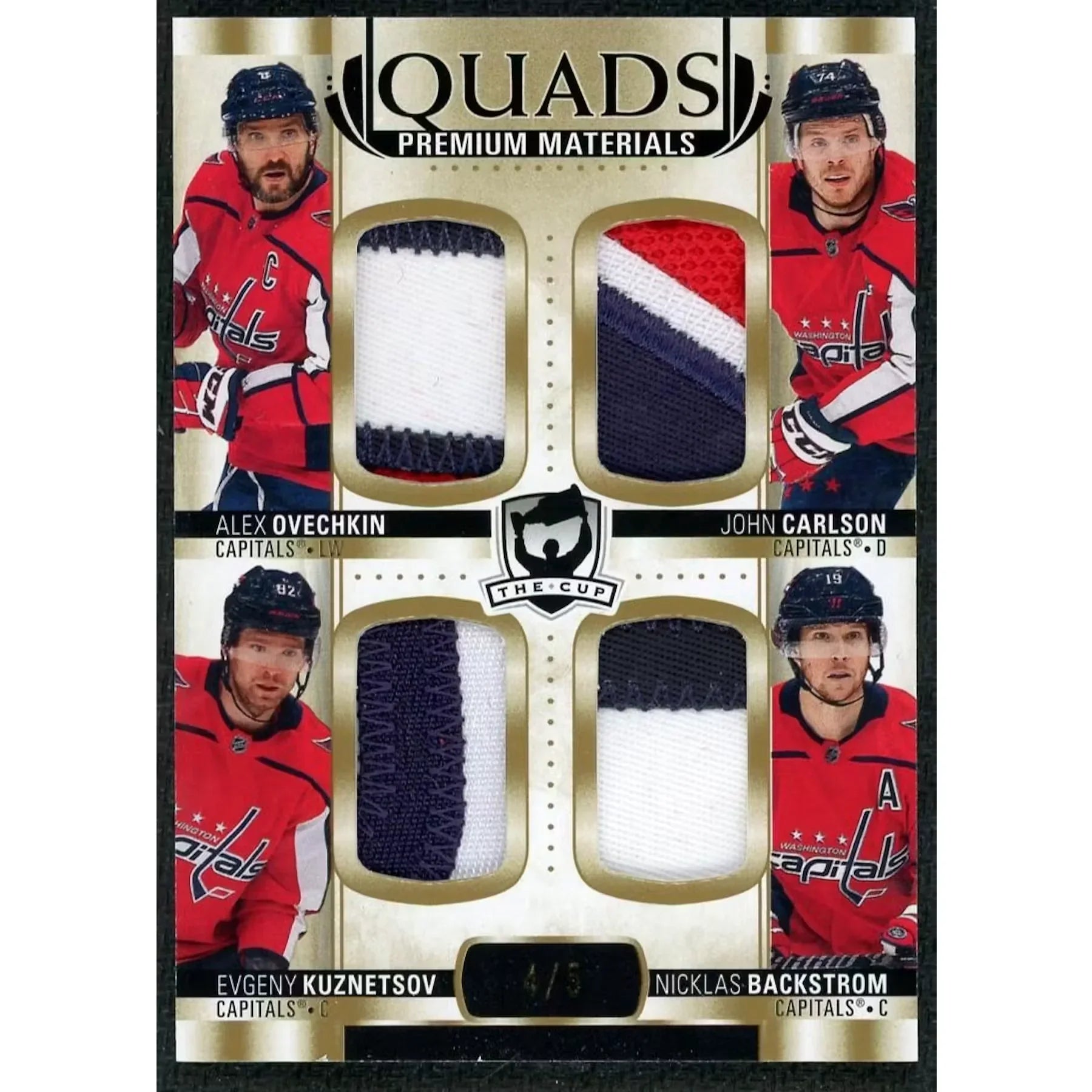 2021-22 The Cup Ovechkin Carlson Kuznetsov Backstrom Quad Premium Materials |/5
