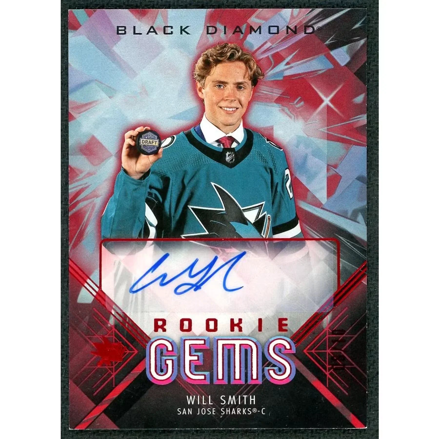 Will Smith Signed 2024-25 Upper Deck Black Diamond Rookie Gems Card | Red/10