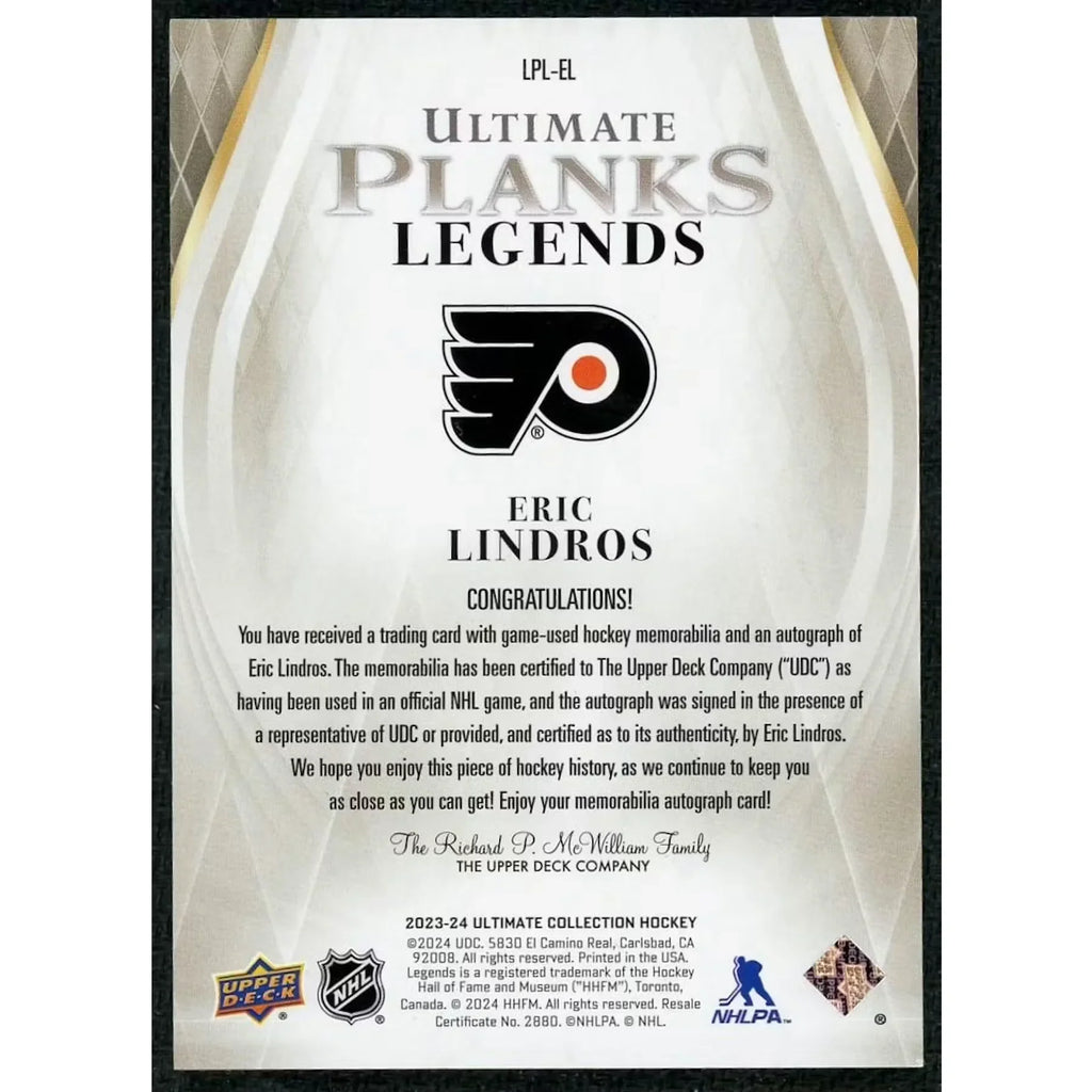 Eric Lindros Signed Patch Auto Card | 2023-24 Upper Deck Ultimate/10