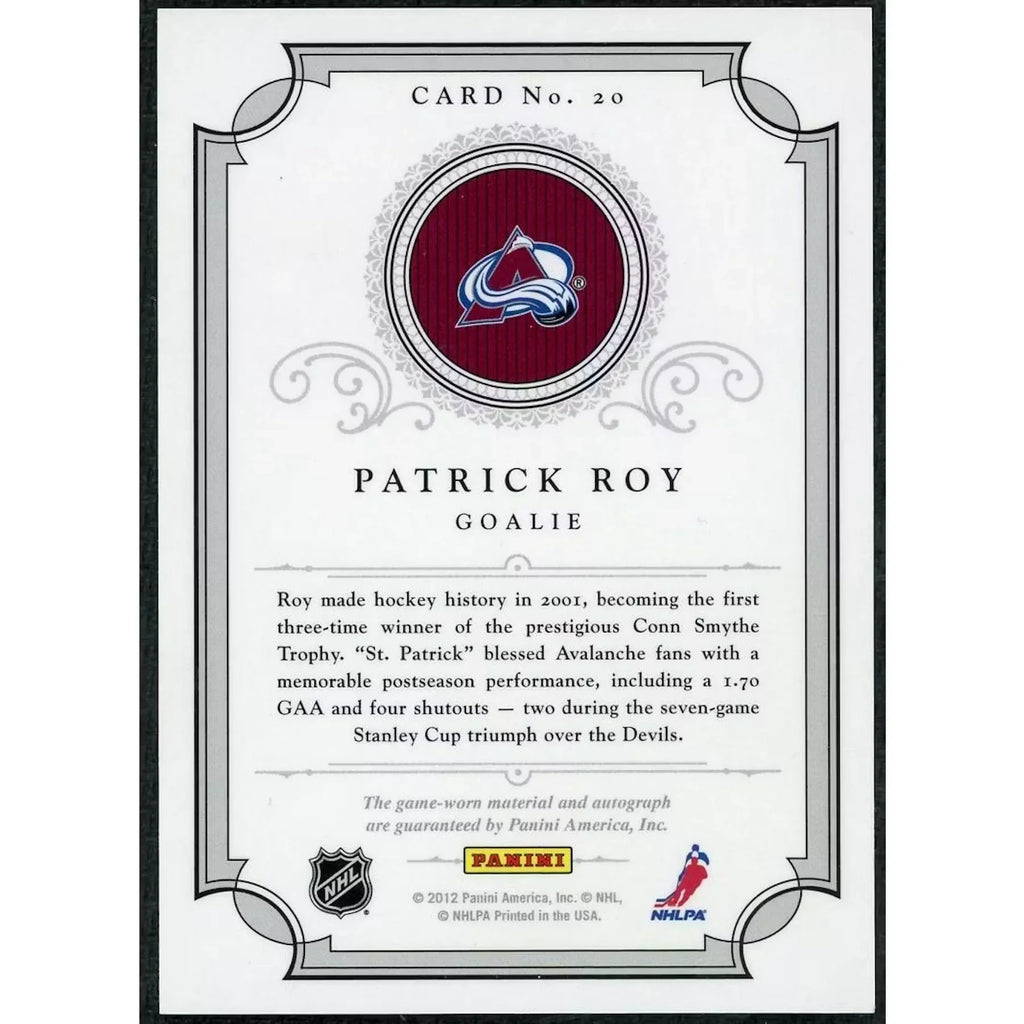 Patrick Roy Signed 2012-13 Panini Dominion Card | Peerless Patches Auto/25