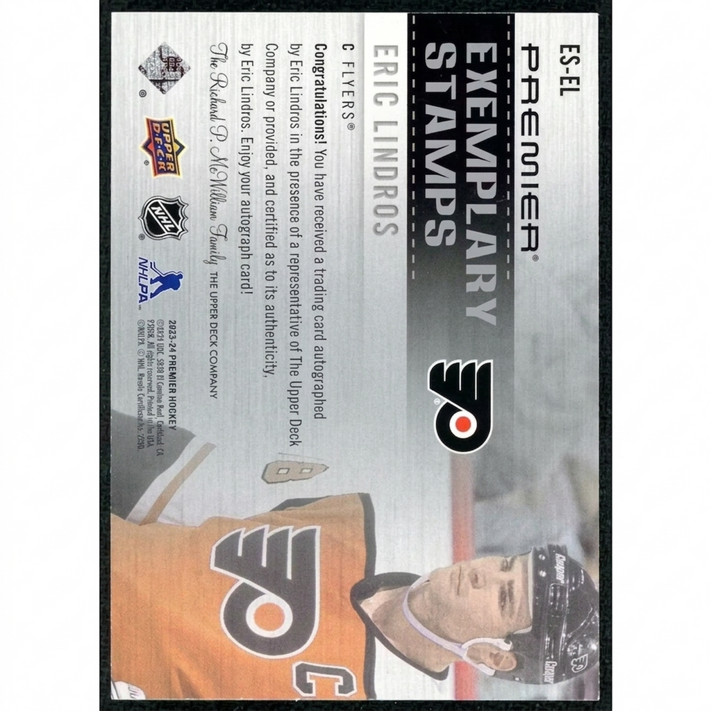 Eric Lindros Signed 2023-24 Upper Deck Premier Card | Exemplary Stamps Auto