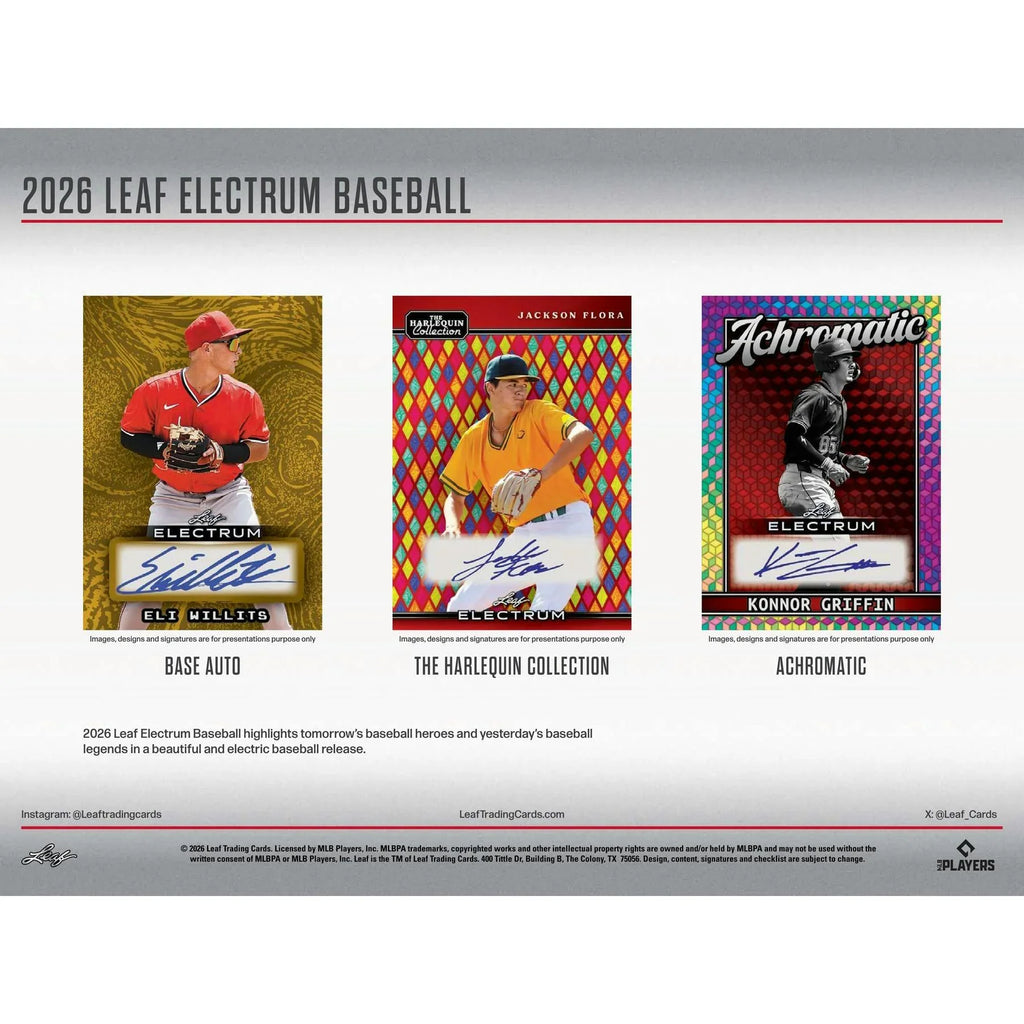 2026 Leaf Electrum Baseball Hobby Box Presell Releases Jun 26th 2026 (Ships Sealed Only)