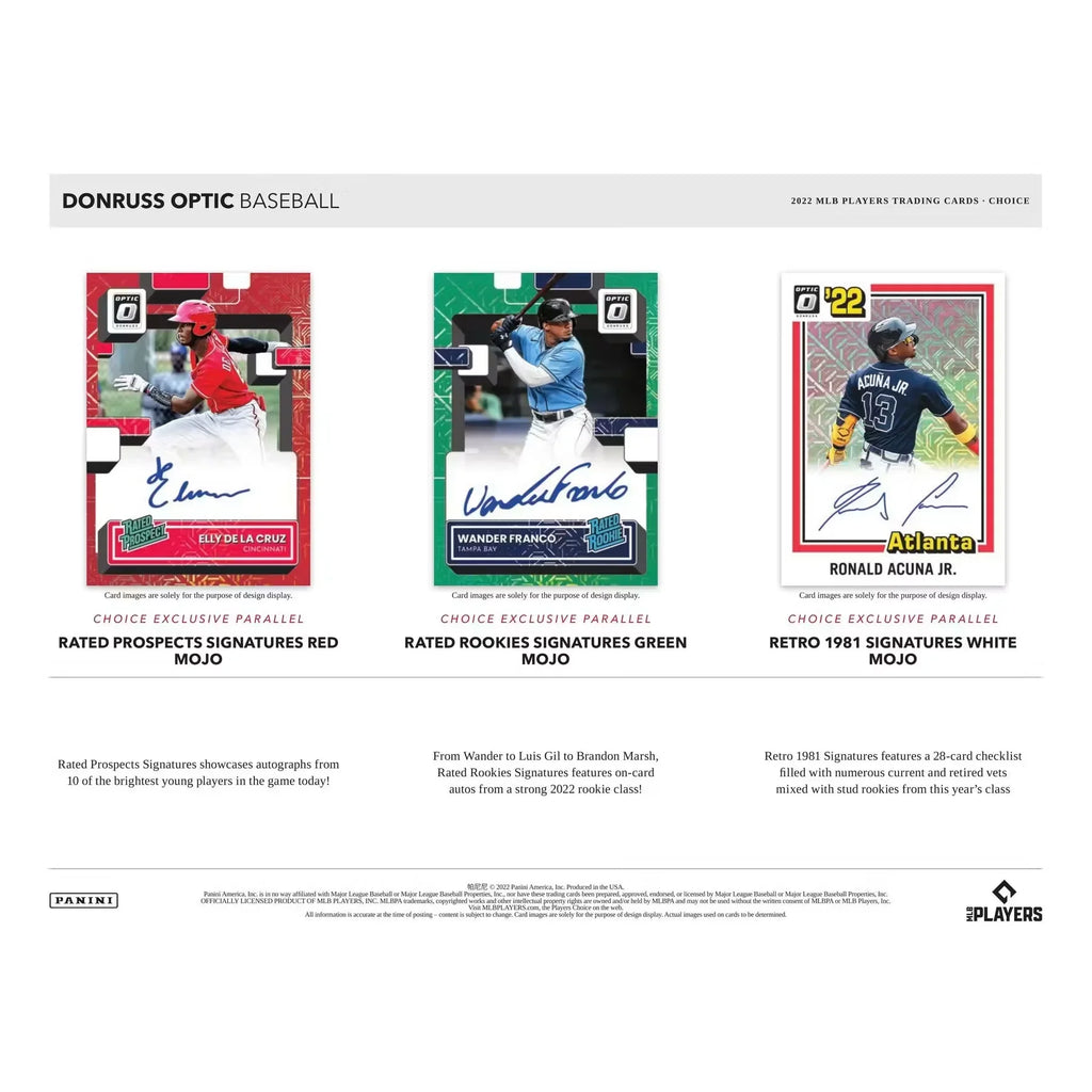 2022 Panini Donruss Optic Choice Baseball Hobby Box (Ships Sealed Only)