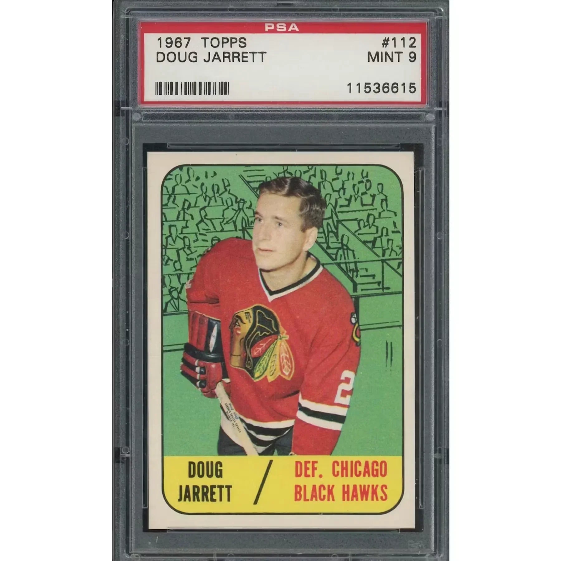 1967-68 Topps #112 Doug Jarrett Hockey Card | PSA 9