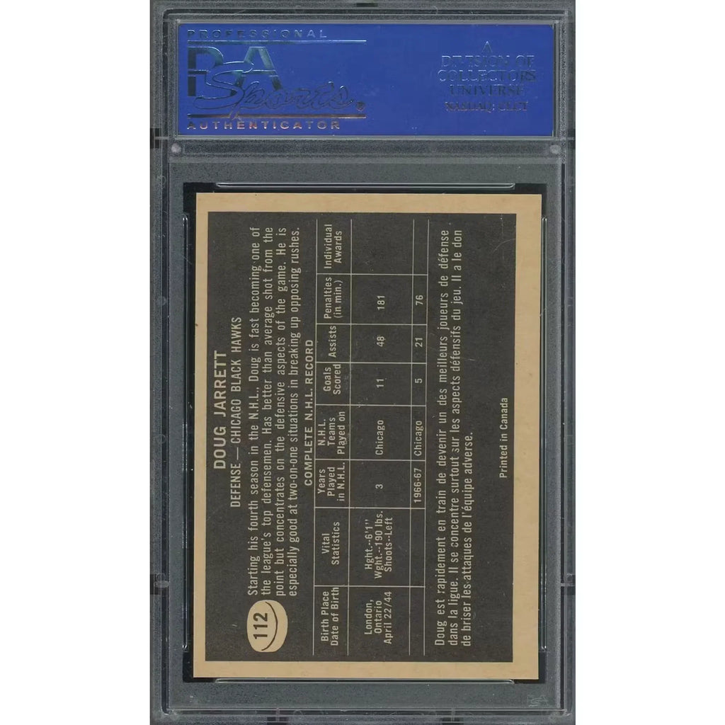 1967-68 Topps #112 Doug Jarrett Hockey Card | PSA 9
