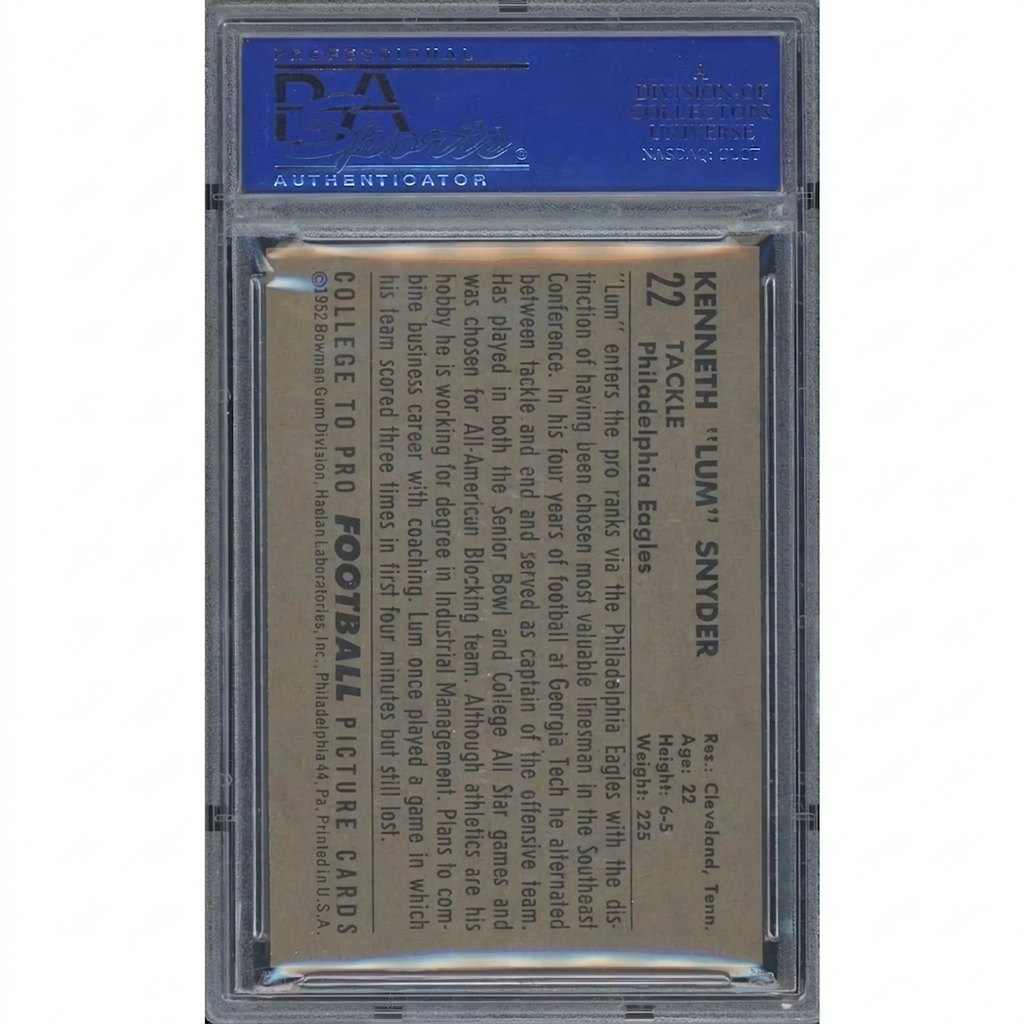 Kenneth Snyder 1952 Bowman Large #22 | PSA 7
