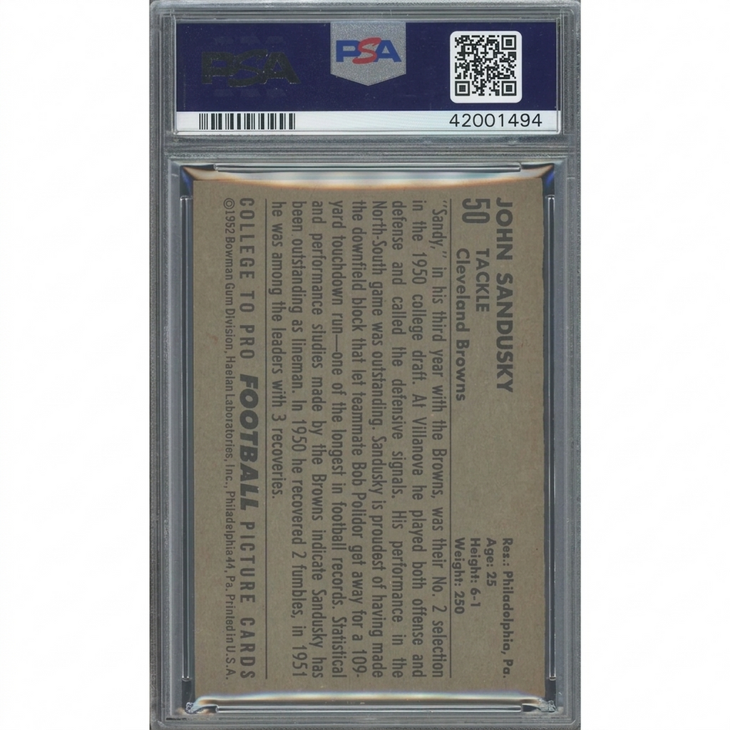 1952 Bowman Large #50 John Sandusky Card | PSA 6