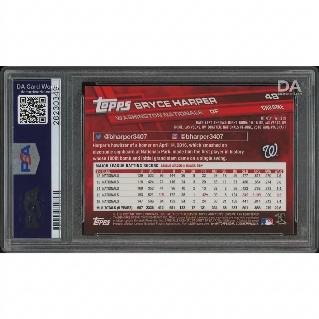 Bryce Harper 2017 Topps Chrome #48 Red Jersey Refractor | PSA 10 Gem Mint