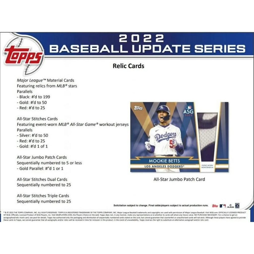 2022 Topps Update Series Baseball Blaster Box (Ships Sealed Only) - D