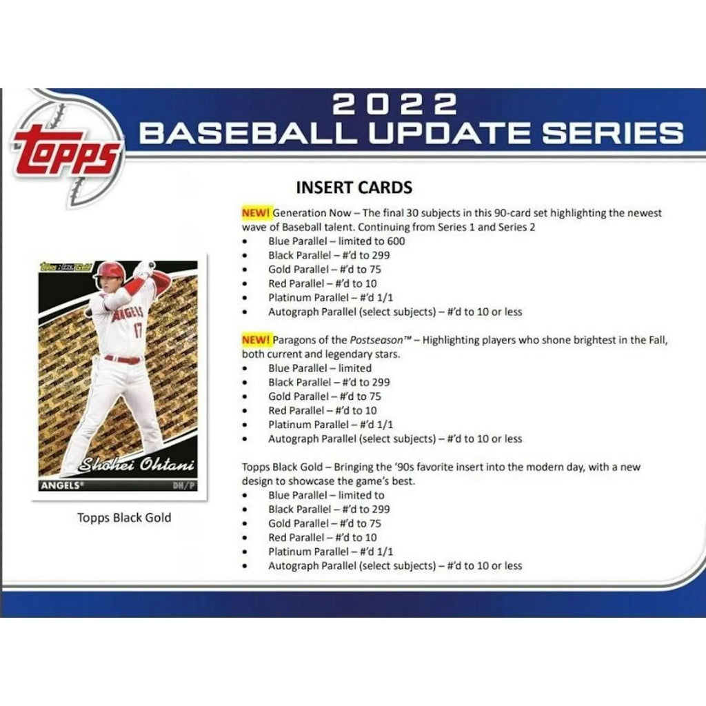 2022 Topps Update Series Baseball Blaster Box (Ships Sealed Only) - D
