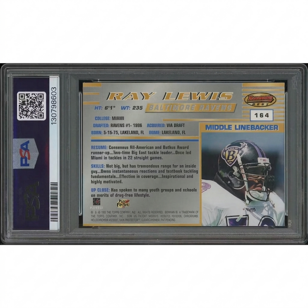 Ray Lewis 1996 Bowman's Best Football Rookie Card #164 | PSA 9 MINT