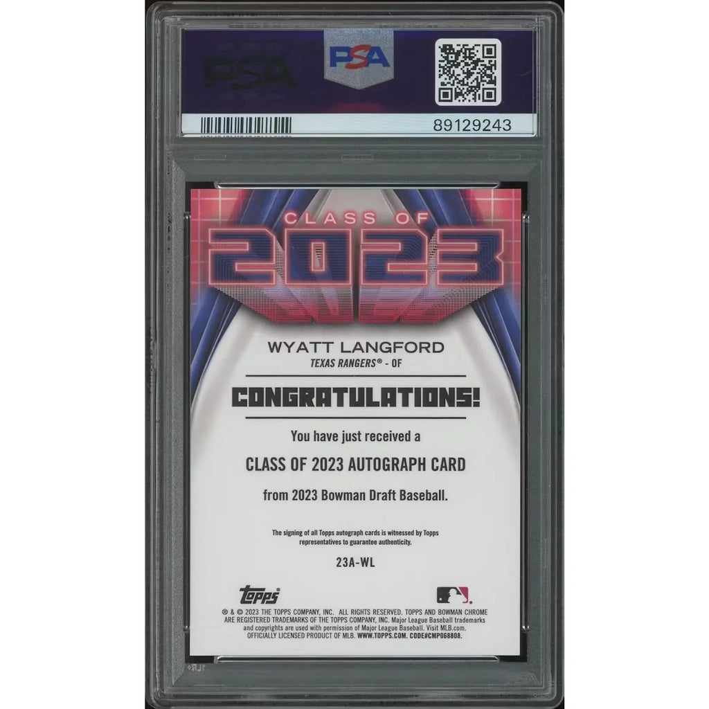 2023 Bowman Chrome Draft Baseball #23AWL Wyatt Langford Class of '23 Rookie Auto PSA 10 (GEM MT) *9243 - D2