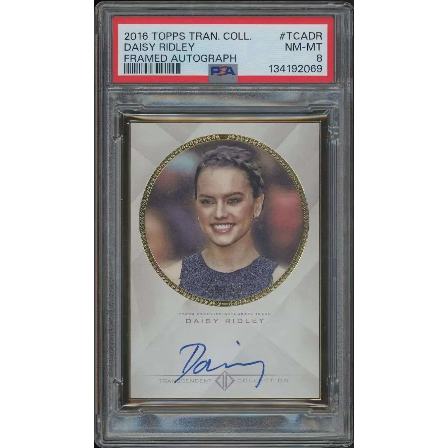 Daisy Ridley Signed 2016 Topps Transcendent Baseball Card | PSA 8 NM-MT #44/52