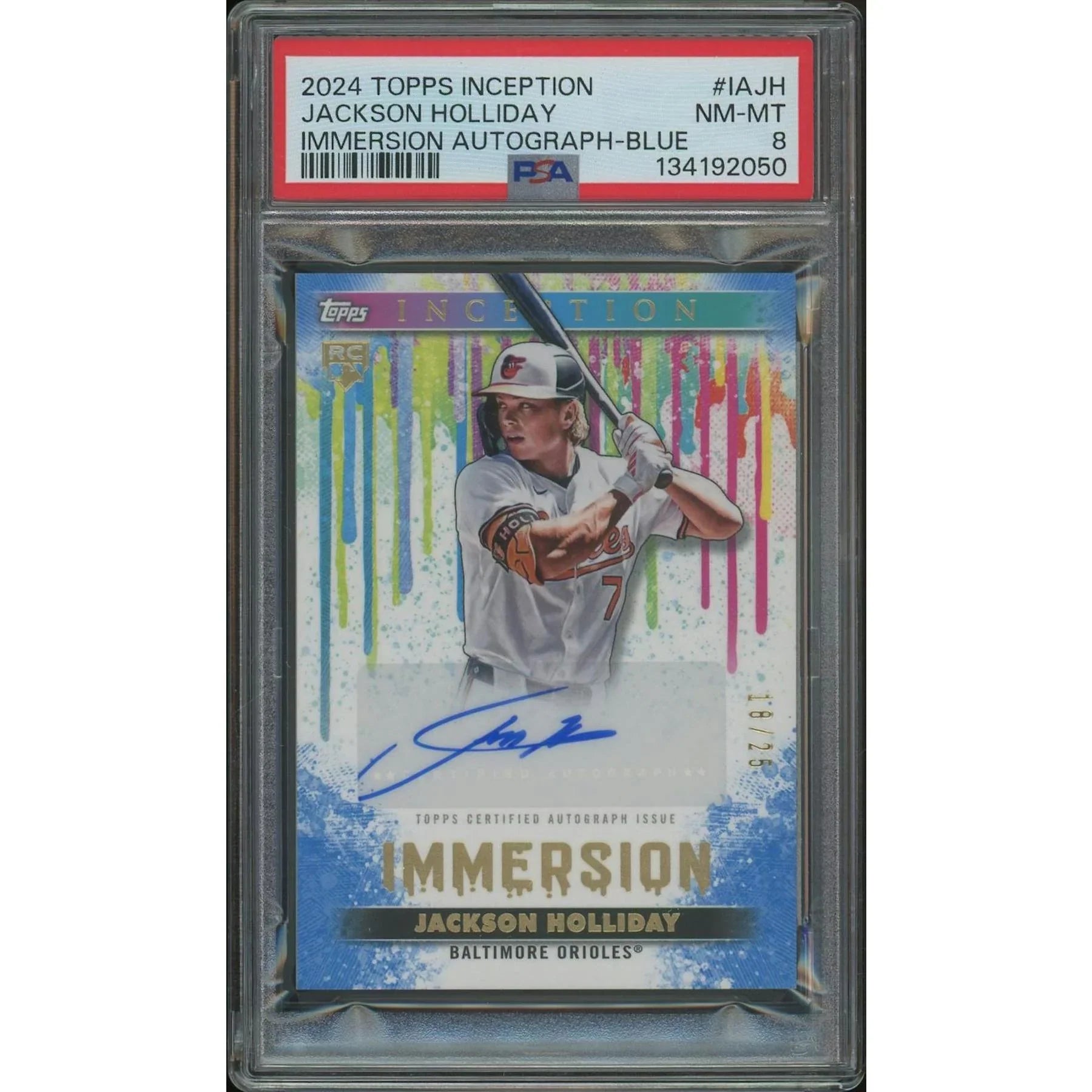 Jackson Holliday Signed 2024 Topps Inception Rookie #18 Card | Blue Immersion PSA 8