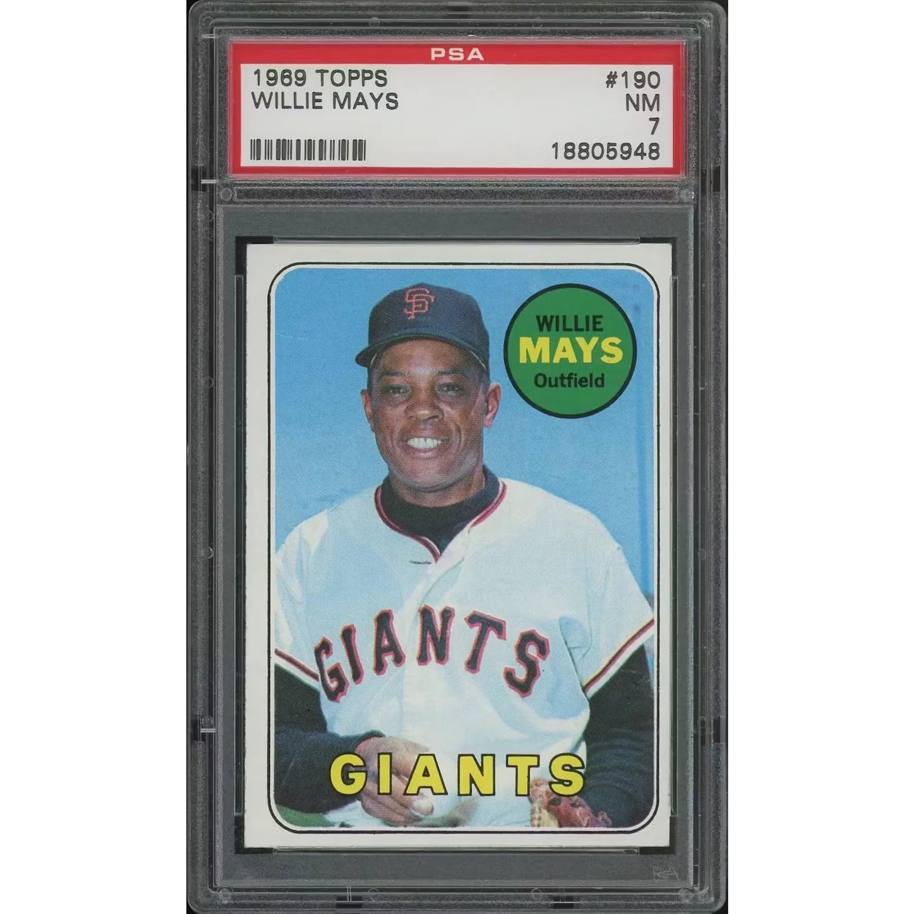 1969 Topps Baseball #190 Willie Mays | PSA 7 NM