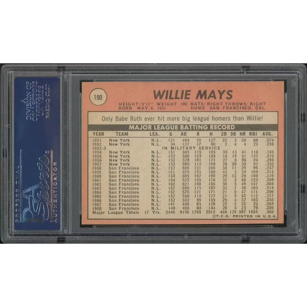 1969 Topps Baseball #190 Willie Mays | PSA 7 NM