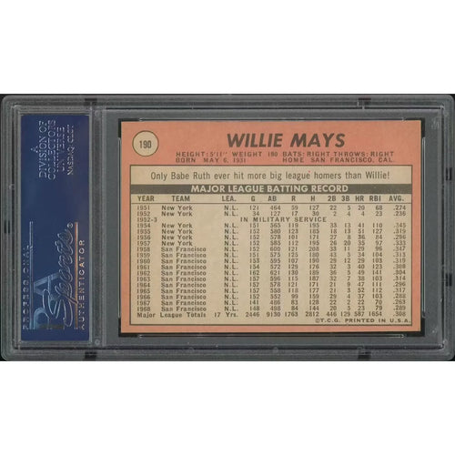 1969 Topps Baseball #190 Willie Mays | PSA 7 NM