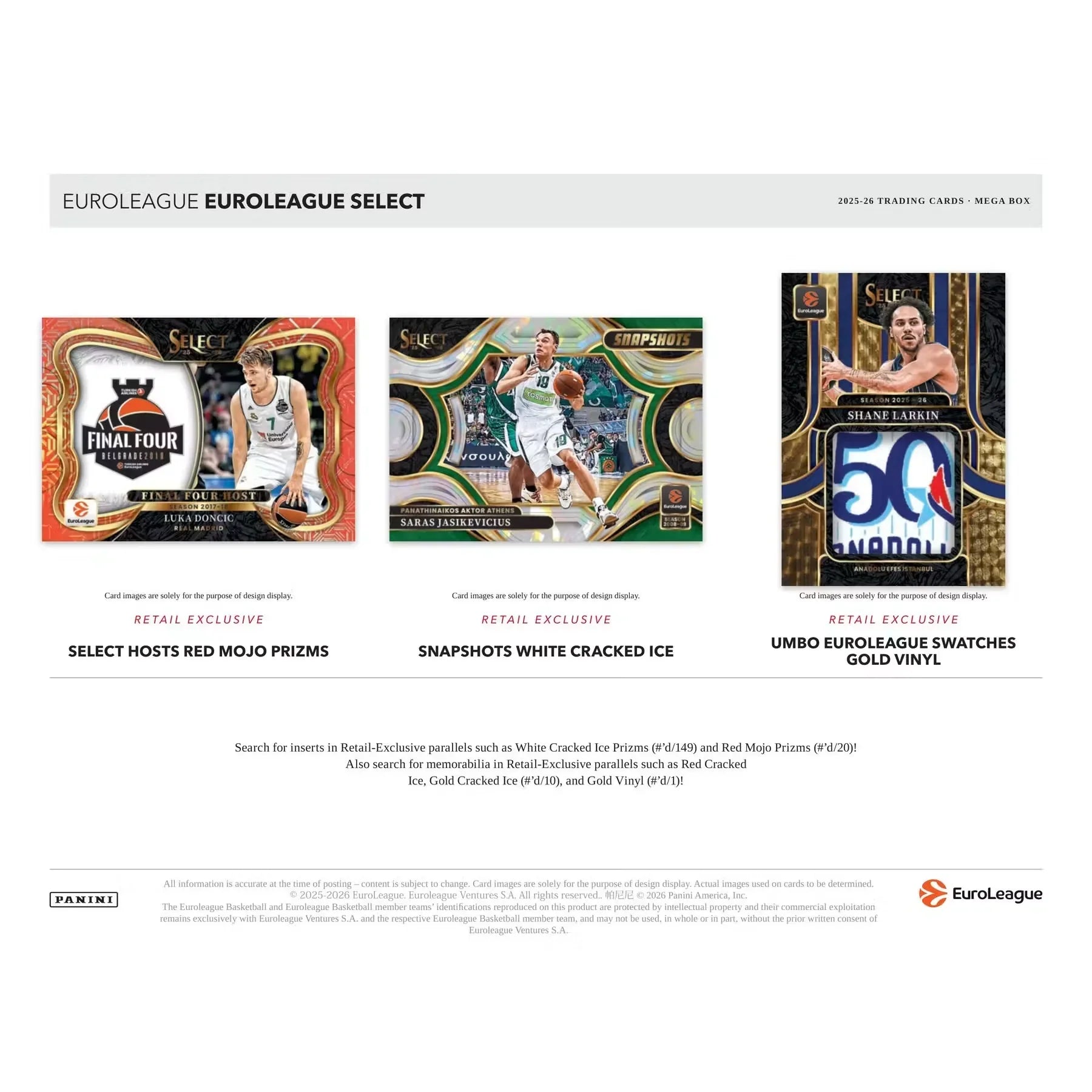 2025 26 Panini Select EuroLeague Basketball Mega Hobby Box Presell (Ships Sealed Only)