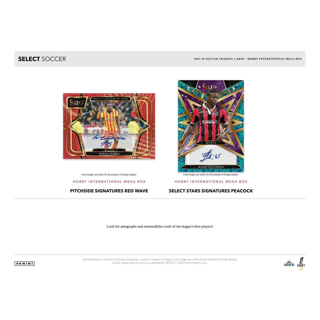 2025-26 Panini Select Ligue 1 Soccer International Mega Hobby 20-Box Case (Presell) Releases Jun. 12th, 2026 (Ships Sealed Only)