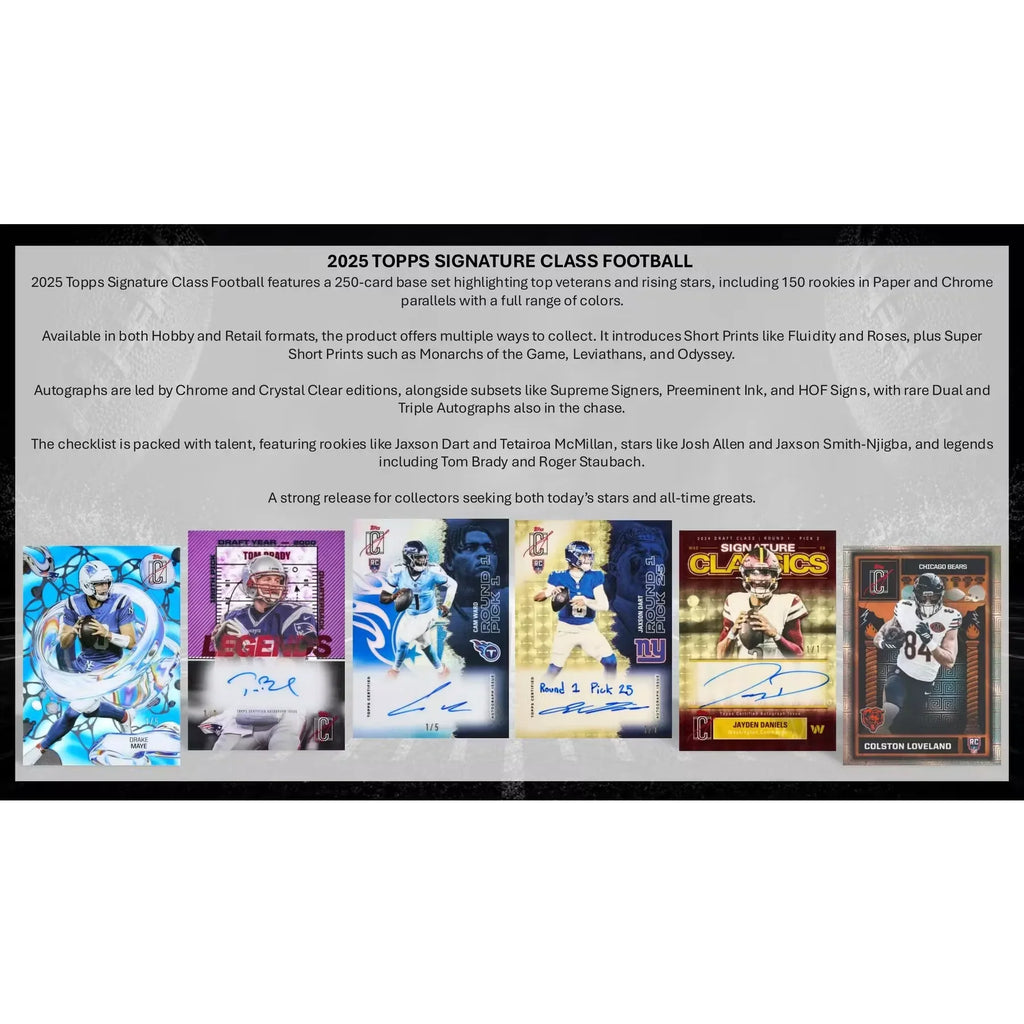2025 Topps Signature Class Football Mega 20 Box Case Presell (Ships Sealed Only) - D
