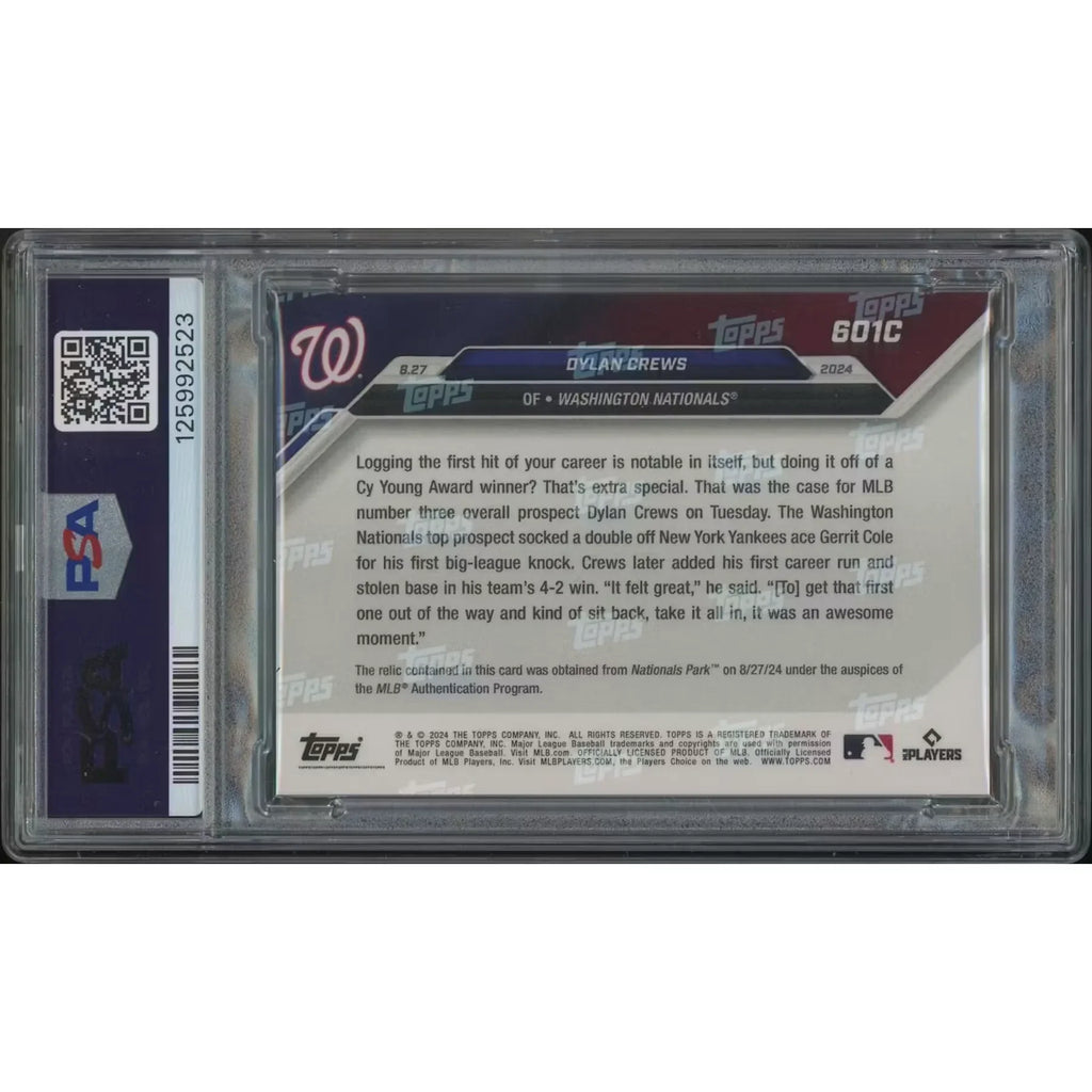 Dylan Crews 2024 Topps Now #601C Rookie Card | PSA 9 Game-Used Relic