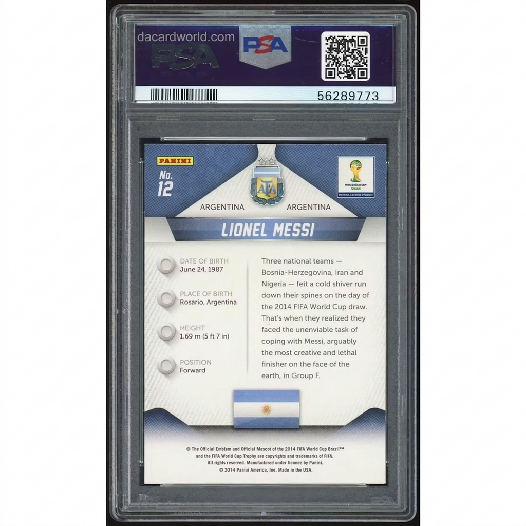 Lionel Messi Signed 2014 Panini Prizm World Cup Brazil #12 | PSA 10