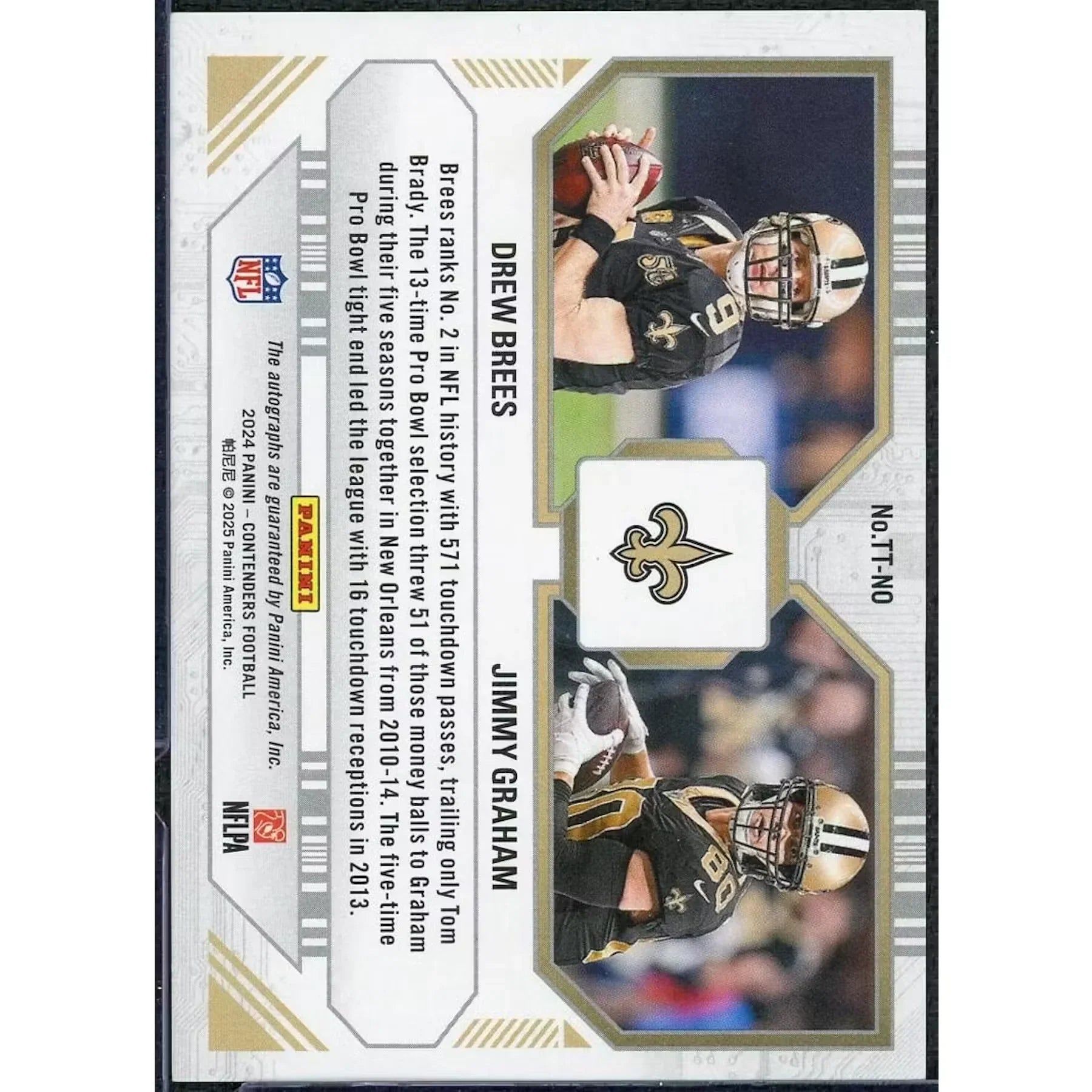 Drew Brees & Jimmy Graham Signed 2024 Panini Contenders Card | Touchdown Tandems Dual Auto