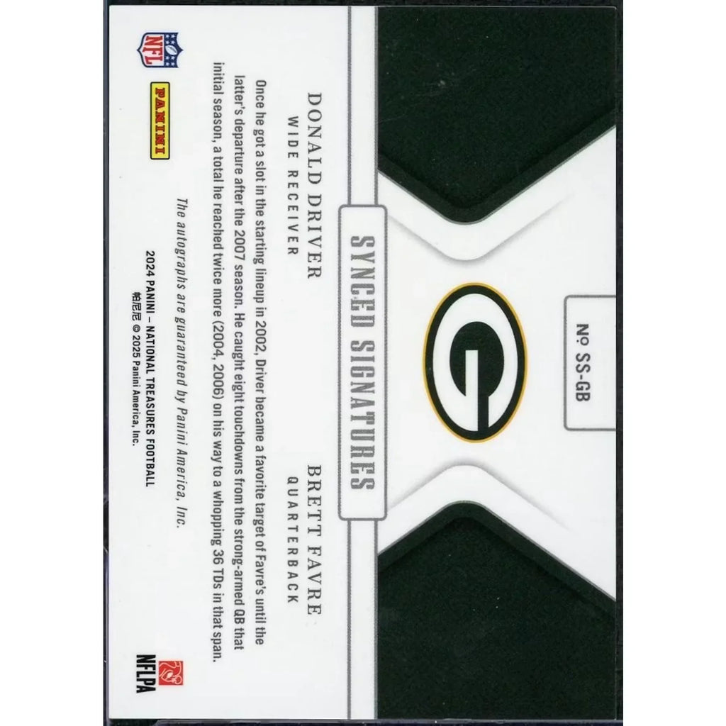 Donald Driver & Brett Favre Signed Card | 2024 Panini National Treasures Dual Auto/99