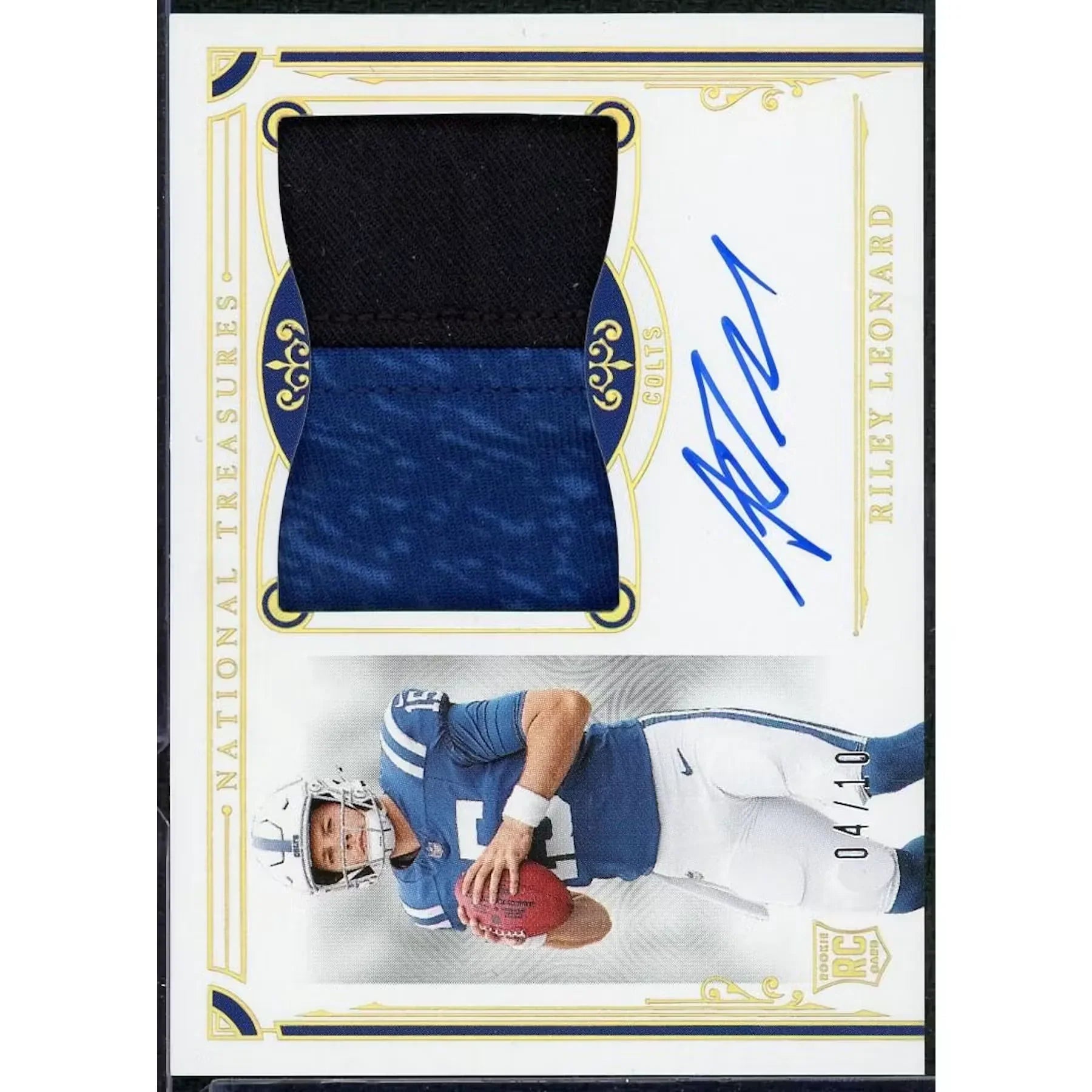 Riley Leonard Signed Rookie Patch Auto | 2025 Panini National Treasures Gold/10
