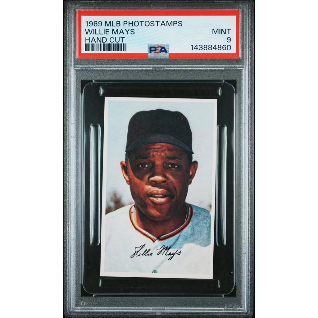 Willie Mays 1969 MLB Photostamps Card | PSA 9 Hand Cut